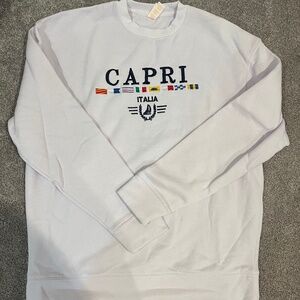 White nautical flags Capri Italy crewneck